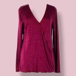 ❤️ Gap Lightweight, Soft Spun Crossover Top in Ruby Wine Color